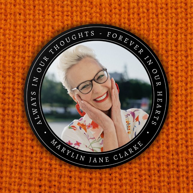 Simple Memorial Funeral Remembrance Photo  7.5 Cm Round Badge (Creator Uploaded)