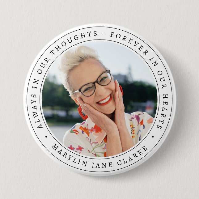 Simple Memorial Funeral Remembrance Photo  7.5 Cm Round Badge (Front)