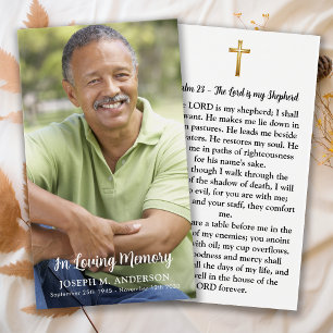 Simple Memorial Photo & Cross Funeral Prayer Card