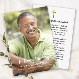 Simple Memorial Photo & Cross Funeral Prayer Card