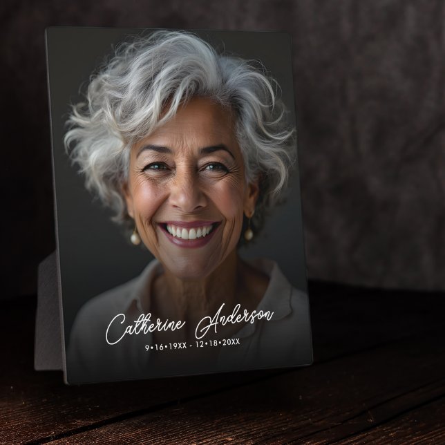 Simple Memorial Photo & Custom Text Tabletop Plaque (Creator Uploaded)