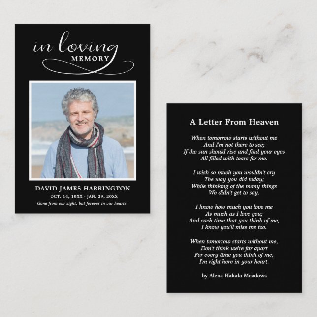 Simple Memorial Photo Funeral Card (Front/Back)