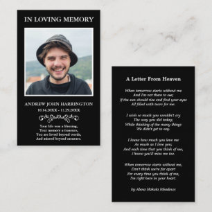 Simple Memorial Photo Funeral Card