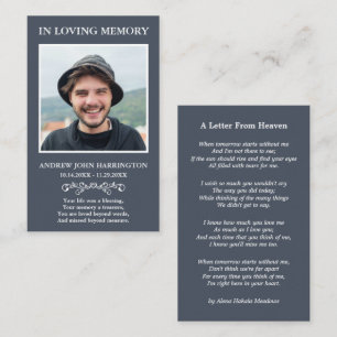 Simple Memorial Photo Funeral Card