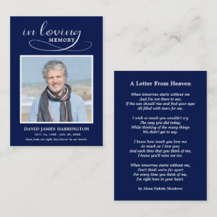 Simple Memorial Photo Funeral Card