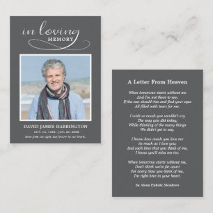 Simple Memorial Photo Funeral Card