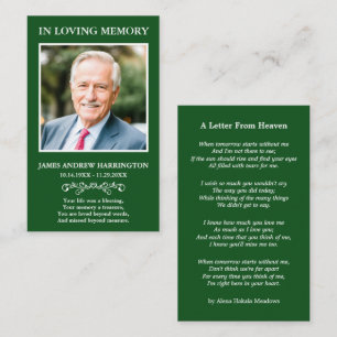 Simple Memorial Photo Funeral Card