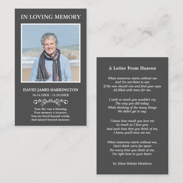 Simple Memorial Photo Funeral Card (Front/Back)
