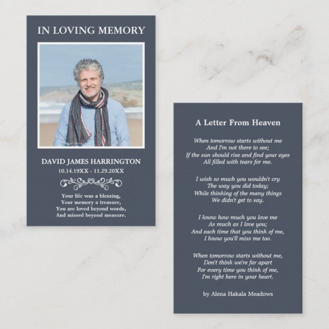Simple Memorial Photo Funeral Card (Front/Back)