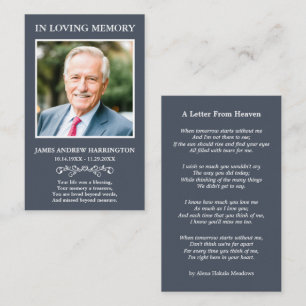 Simple Memorial Photo Funeral Card