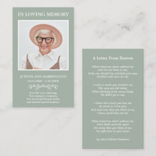 Simple Memorial Photo Funeral Card