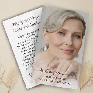 Simple Memorial Photo Funeral Prayer Card
