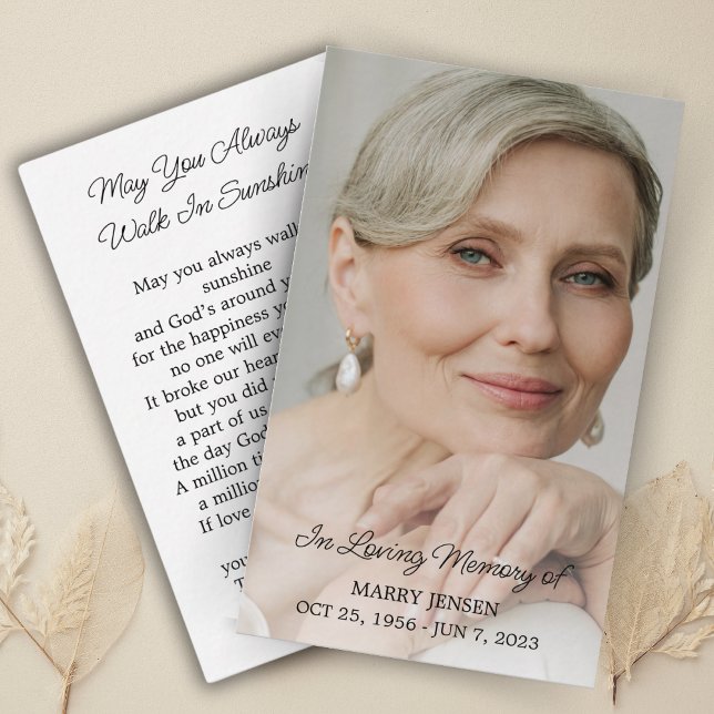 Simple Memorial Photo Funeral Prayer Card (Creator Uploaded)