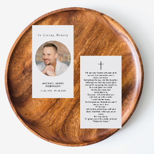 Simple Memorial Photo Sympathy Funeral Prayer Card