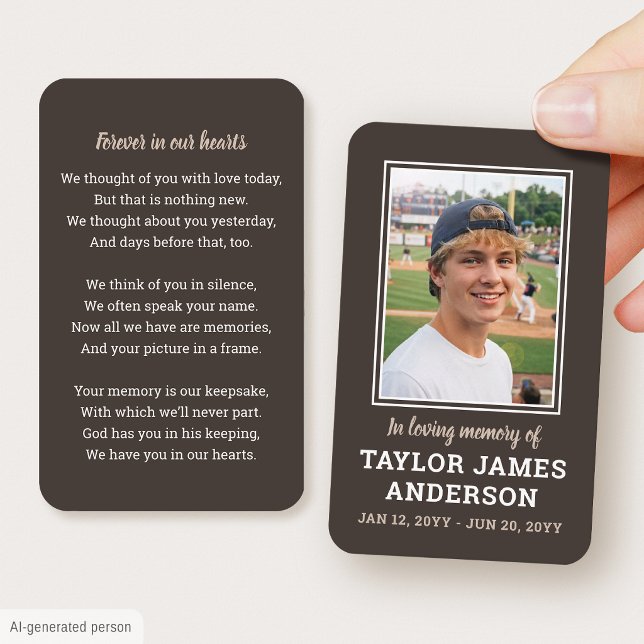 Simple Memorial Prayer Funeral Card Photo Brown (Creator Uploaded)
