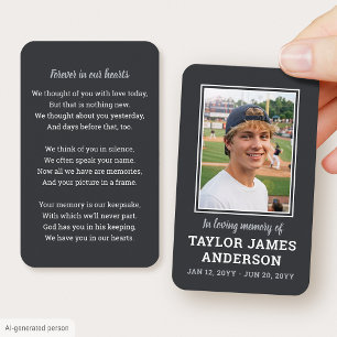 Simple Memorial Prayer Funeral Card Photo Grey