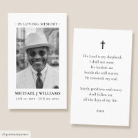 Simple Memorial Prayer Funeral Photo Mini Card