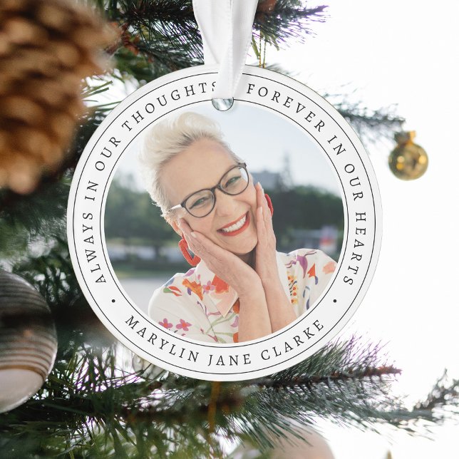 Simple Memorial Remembrance Photo Christmas Ornament (Creator Uploaded)