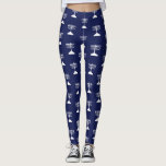 Simple Menorah Pattern Hanukkah Navy Blue Leggings<br><div class="desc">Simple Menorah pattern Navy Blue leggings,  with customisable typography lettering. Great for celebration a Happy Hanukkah.</div>
