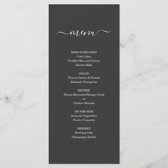 Simple Menu for Wedding or other Special Occasion (Front)