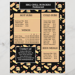 Simple Menu Hamburger BBQ Grill Restaurant