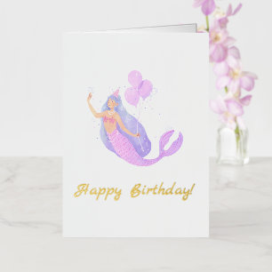 Simple Mermaid Birthday Foil Greeting Card