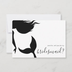 Simple Mermaid Silhouette Bridesmaid Invitation