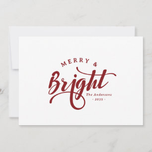 Simple Merry and Bright Calligraphy Script Holiday Card