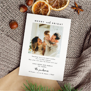 Simple Merry and Bright Family Christmas Holiday Card
