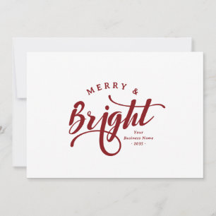 Simple Merry and Bright Script Business Logo Holiday Card