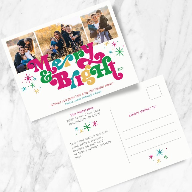 Simple Merry & Bright Photo Holiday Postcard (Creator Uploaded)