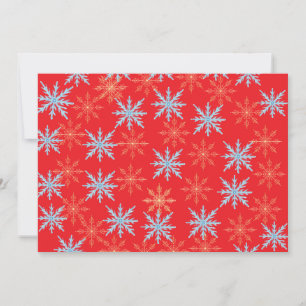 Simple Merry & Bright Script Snowflakes Christmas Invitation