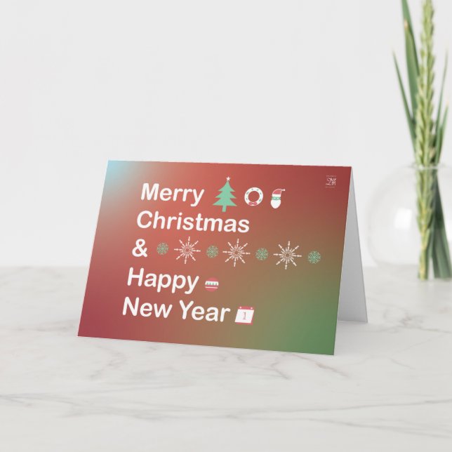 Simple Merry Christmas and Happy New Year card (Front)