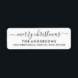 Simple Merry Christmas Black Script Holiday<br><div class="desc">Simple Modern Black Merry Christmas Script Holiday Return Address Label</div>