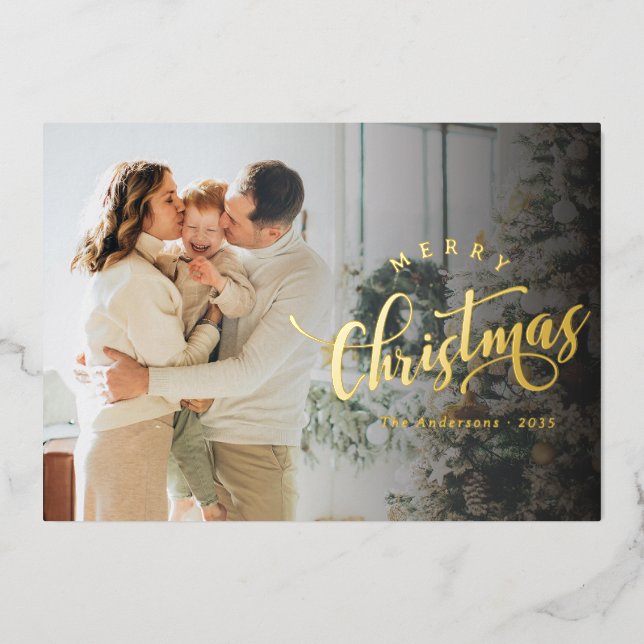 Simple Merry Christmas Calligraphy Script Photo (Front)