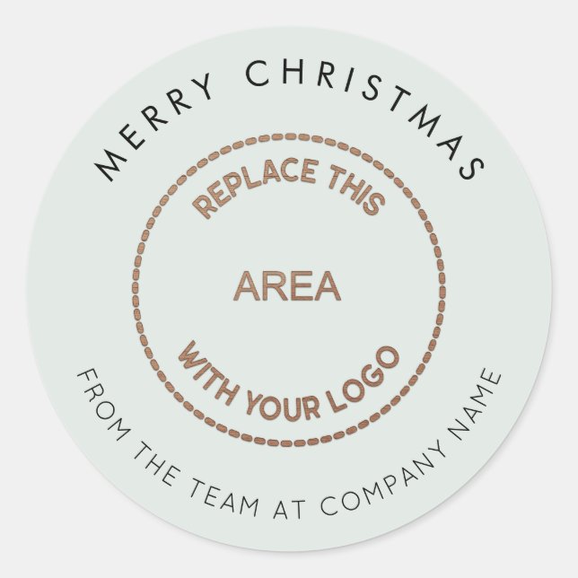 Simple Merry Christmas Company Logo Powder Blue Classic Round Sticker (Front)