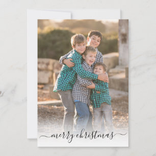 Simple Merry Christmas Elegant Chic Script Photo Holiday Card