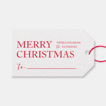 Simple Merry Christmas Gift Present Tags