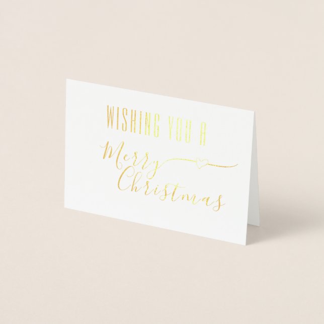 SIMPLE MERRY CHRISTMAS GOLD SCRIPT XMAS HOLIDAYS FOIL CARD (Front)