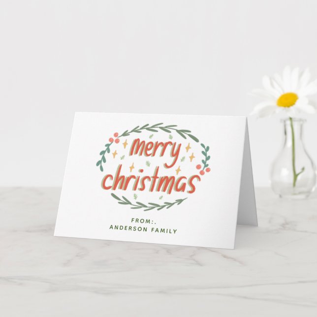Simple Merry Christmas Greeting Card (Small Plant)