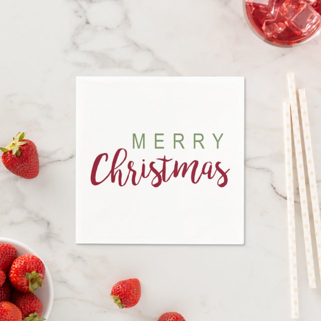 Simple Merry Christmas Holiday Party Calligraphy Napkin (Insitu)