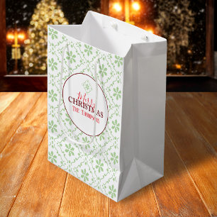 Simple Merry Christmas Holiday Snowflakes Medium Gift Bag