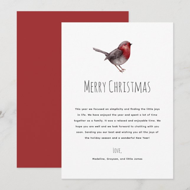 Simple Merry Christmas Letter Holiday Card (Front/Back)