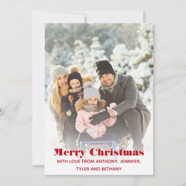 Simple Merry Christmas Message Photo Holiday Card (Front)