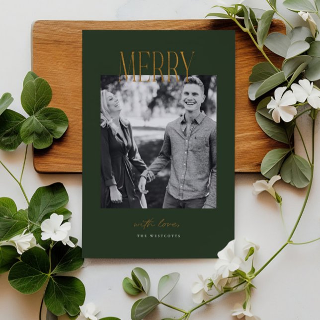 Simple Merry Christmas Minimal Holiday Photo Card  (Creator Uploaded)