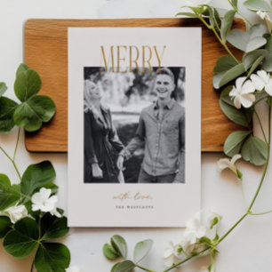 Simple Merry Christmas Minimal Holiday Photo Card
