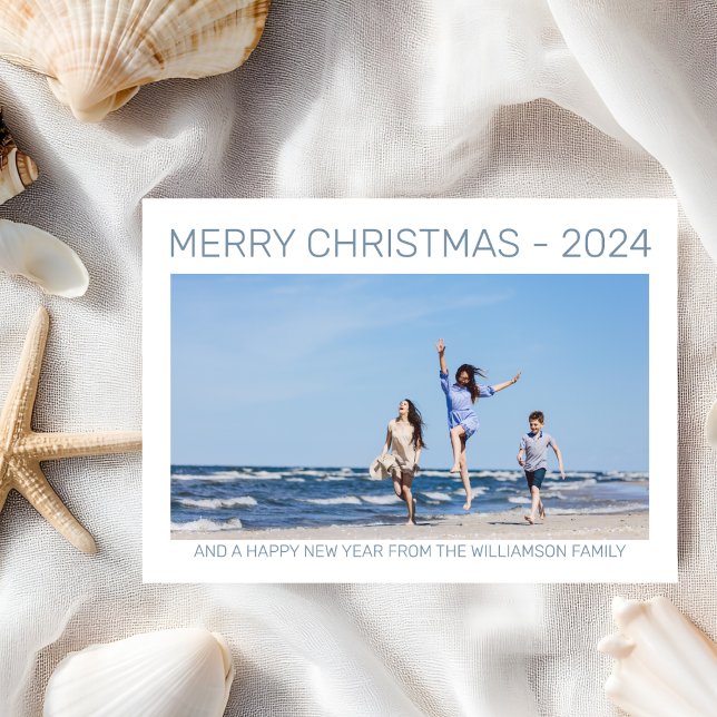 Simple Merry Christmas Modern Photo Holiday Card (Creator Uploaded)