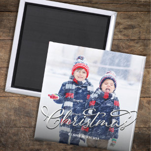 Simple Merry Christmas Photo Template Magnet