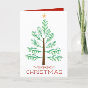 Simple Merry Christmas Pine Holiday Tree Card