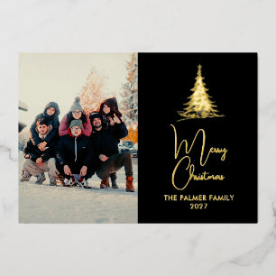 Simple Merry Christmas Pine Tree family photo